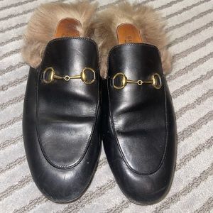 Gucci Princetown Fur-Lined Leather Slipper